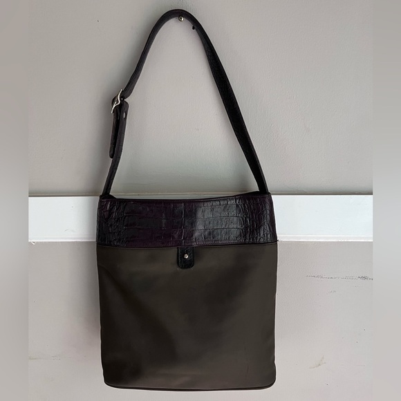 Banana Republic Handbags - Banana Republic Dark Brown and Black Messenger Bag